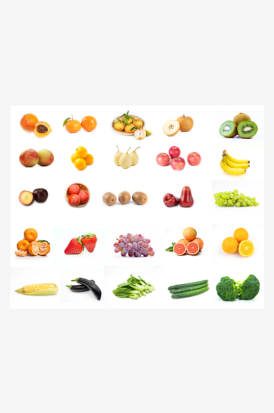 新鲜水果和蔬菜的集合-众图网