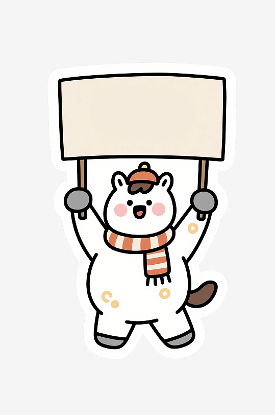 卡通风春节小马形象手持春联插画-众图网