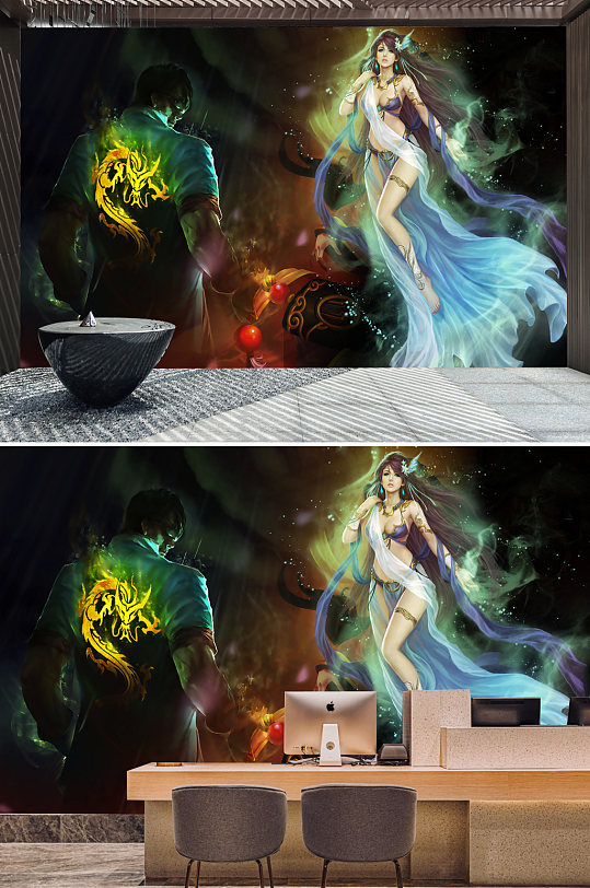 网吧游戏工装背景墙-众图网