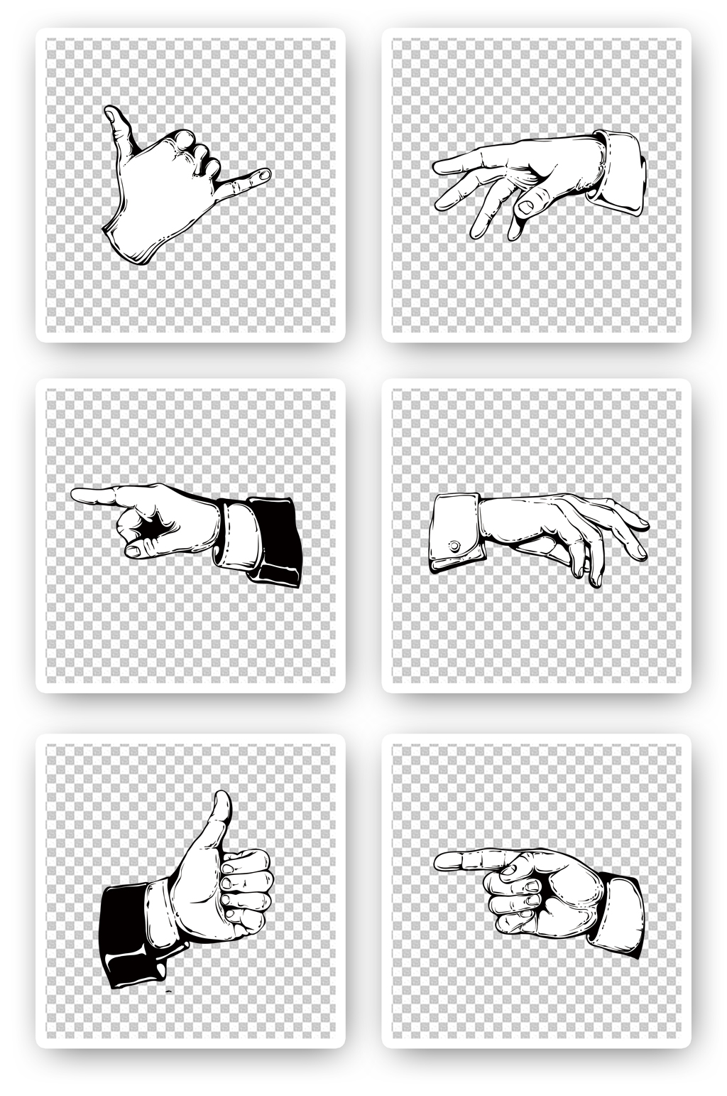 线描画指挥指示手势素材