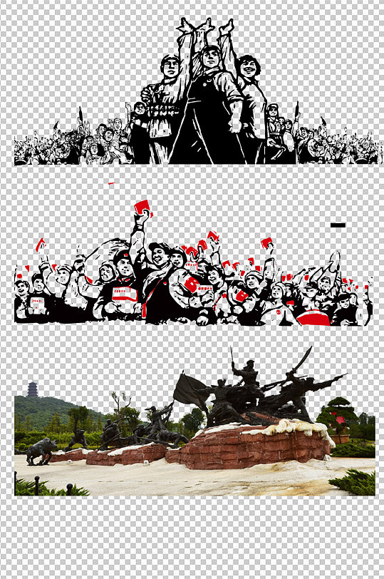 线条画军人红卫兵工农兵