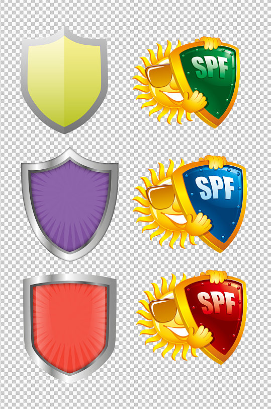 手绘太阳盾牌素材-众图网