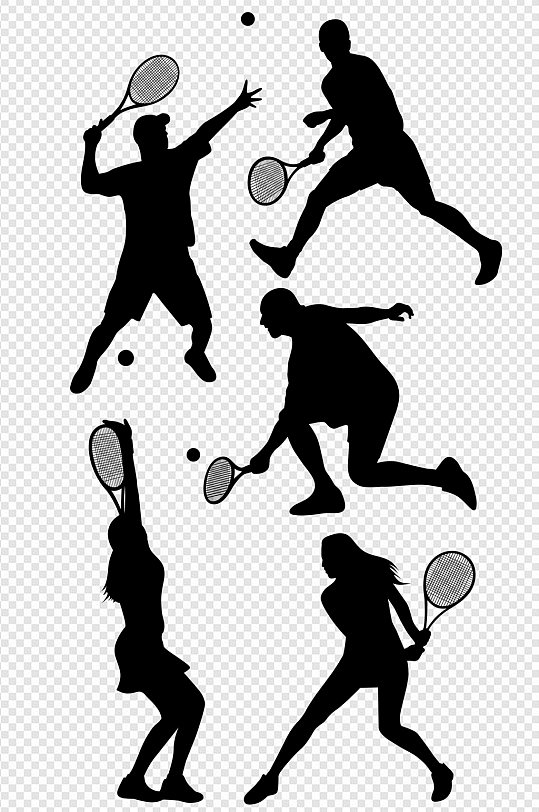 网球运动员运动剪影