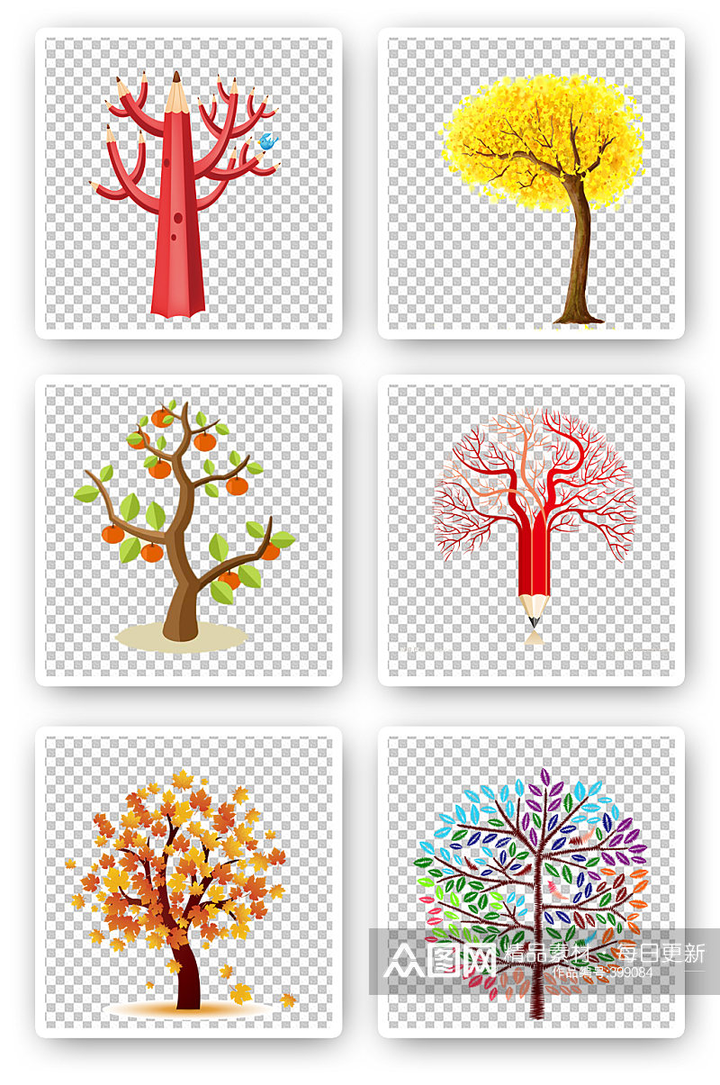 彩色手绘大树创意素材