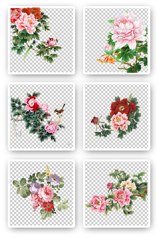 国画牡丹花鸟图素材-众图网