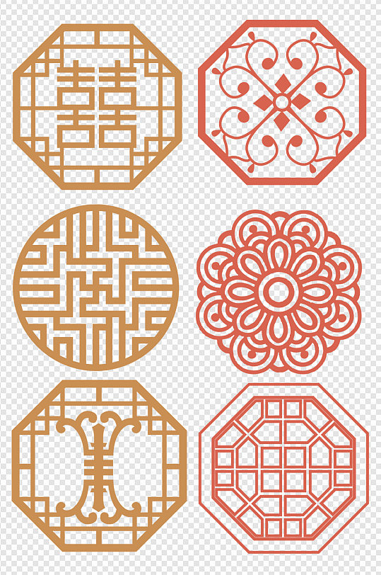 中式古典花纹窗花素材