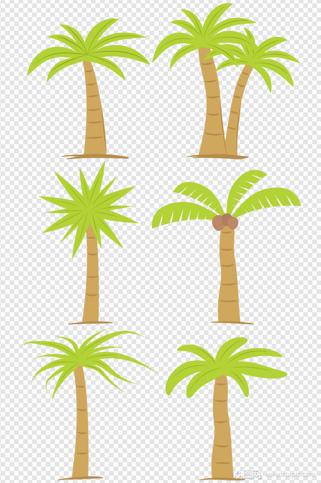 手绘椰子树植物素材