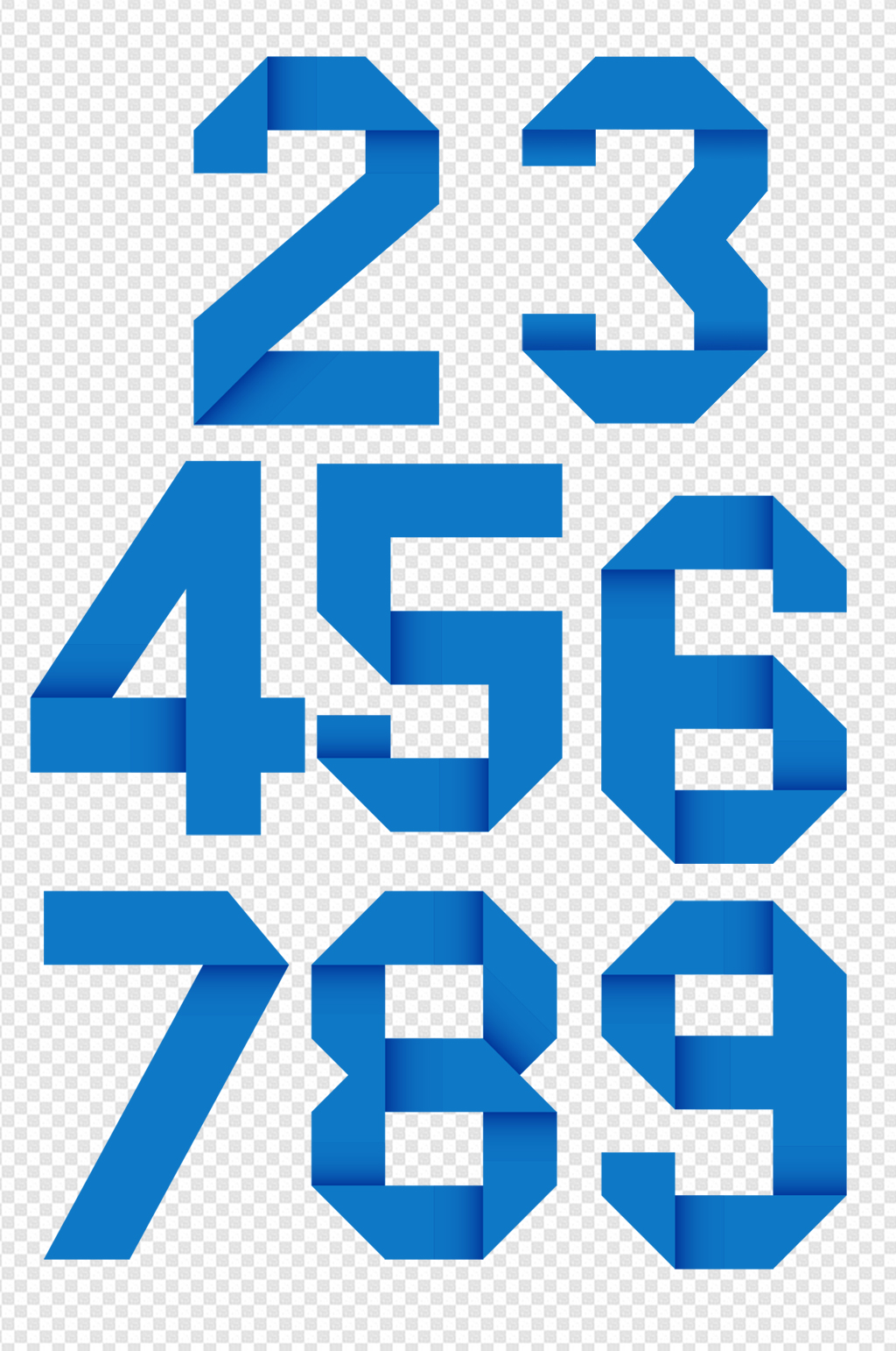 蓝色折纸数字艺术字体