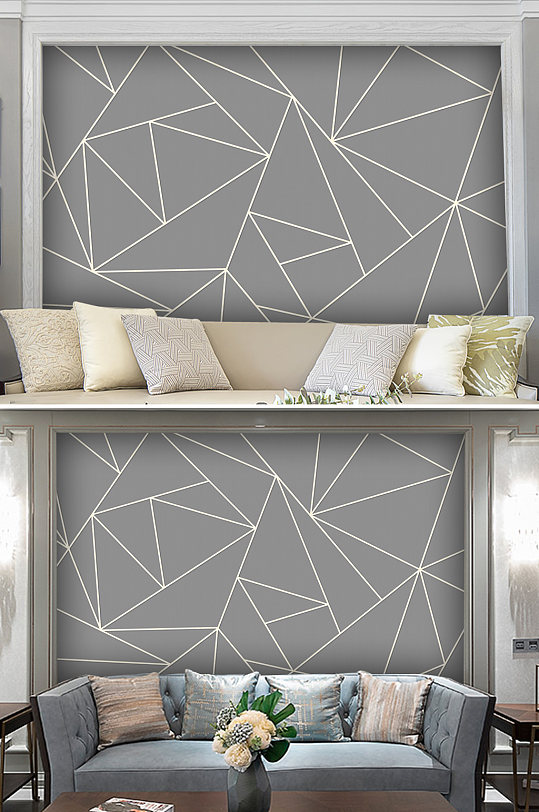 几何图形电视背景墙