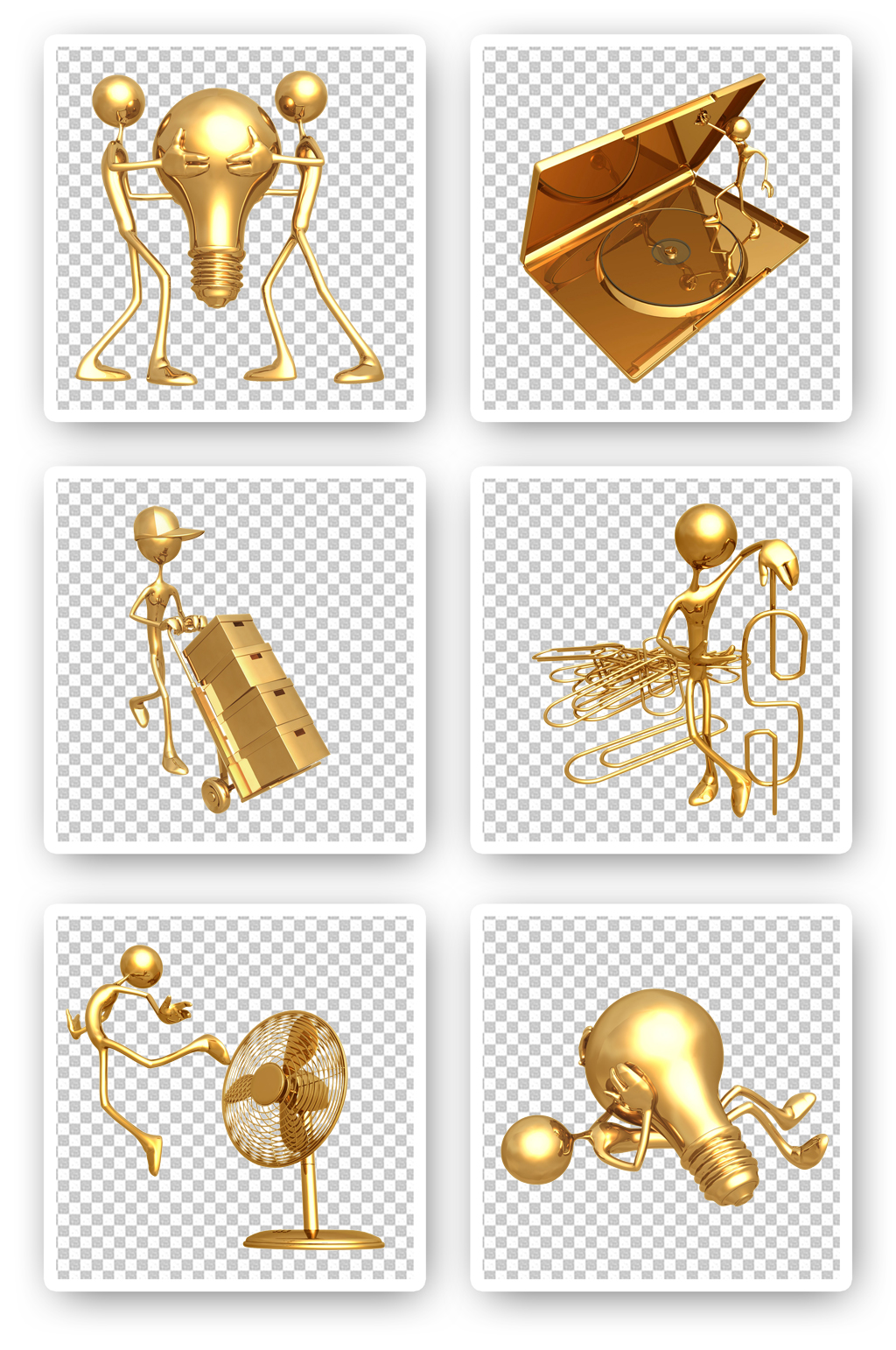 3D小人金色小人素材