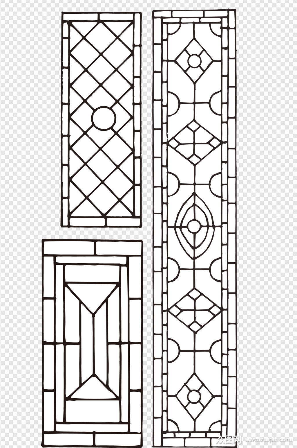 欧式窗户雕花花纹素材