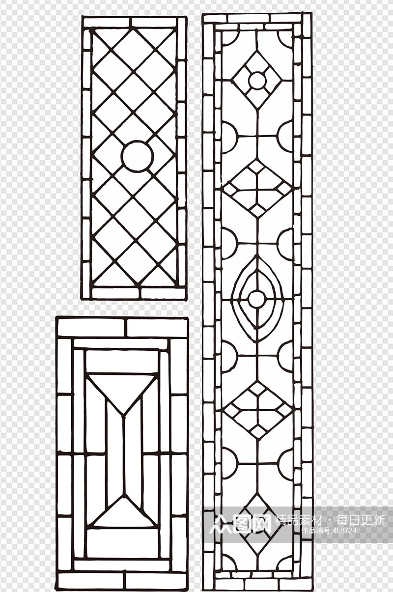欧式窗户雕花花纹素材