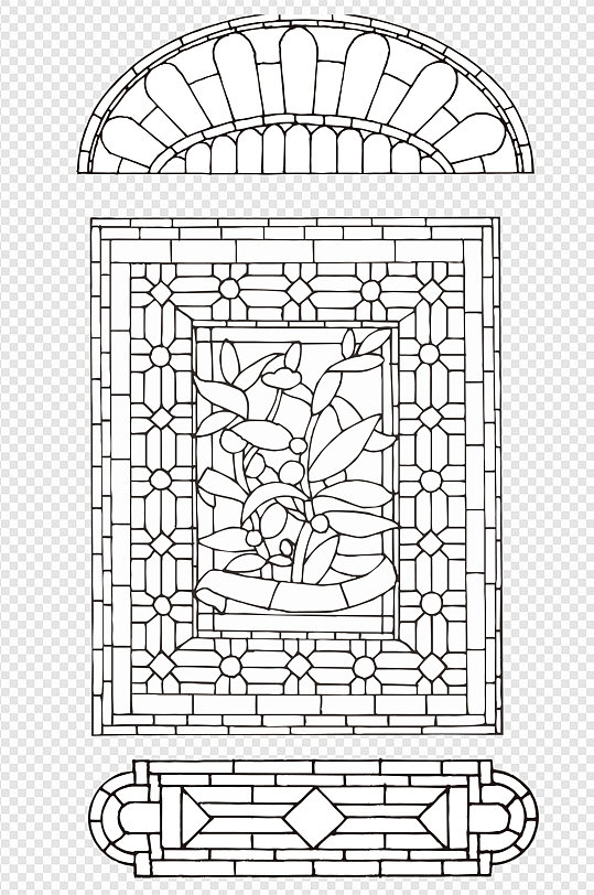 欧式教堂窗花花纹