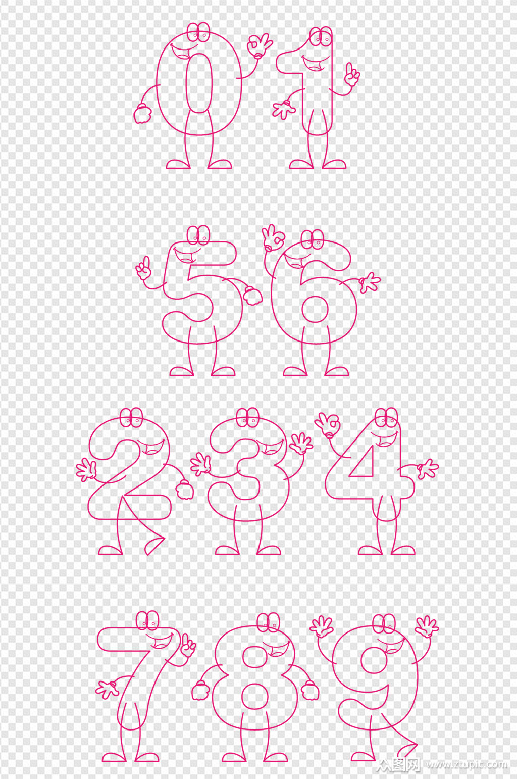 简约线描铅笔画数字