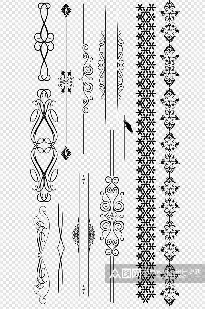 欧式花纹分段线线条边框素材