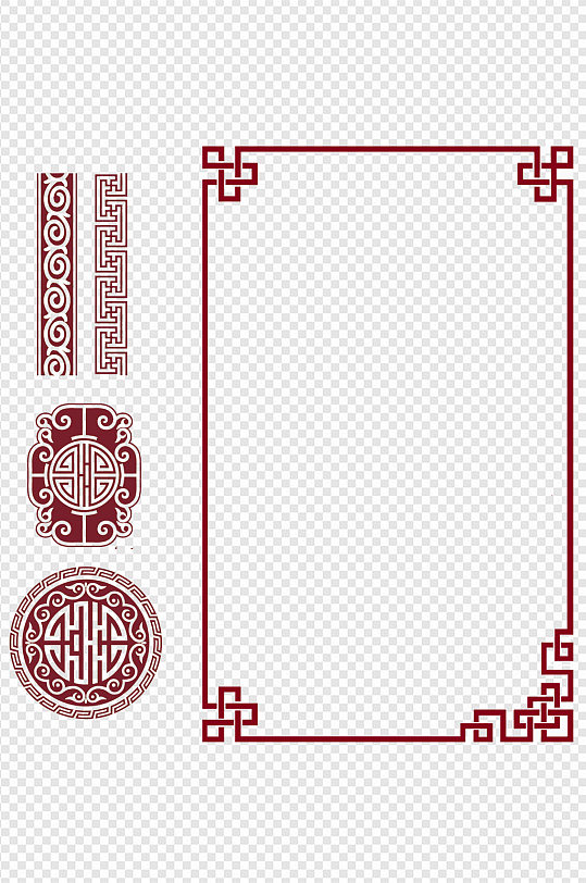 花纹圆形红色清新中式古风边框装饰元素立即下载清新中式中国风圆形