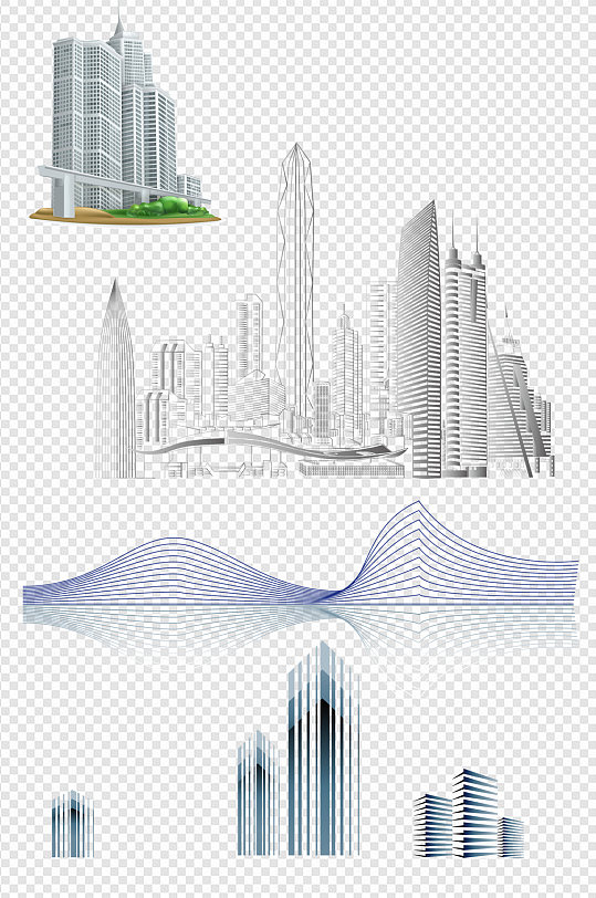 城市建筑线条剪影