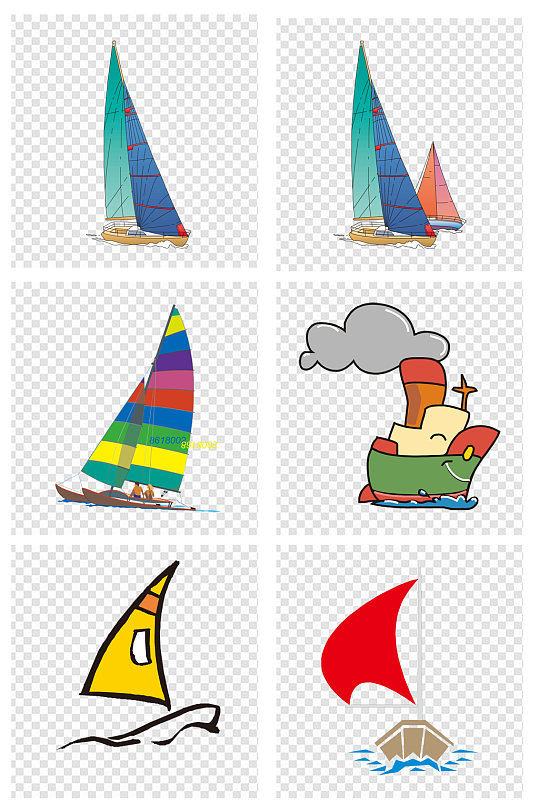 手绘卡通一帆风顺帆船