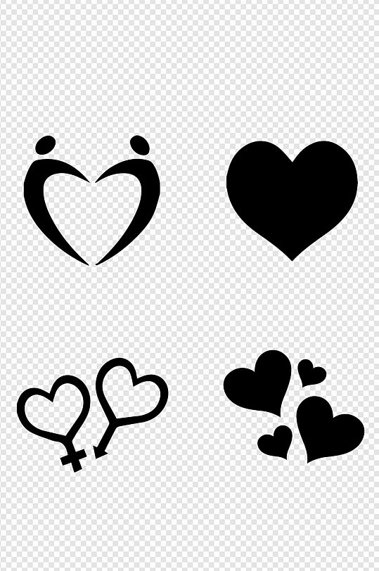 剪影恋爱心形小图标素材-众图网