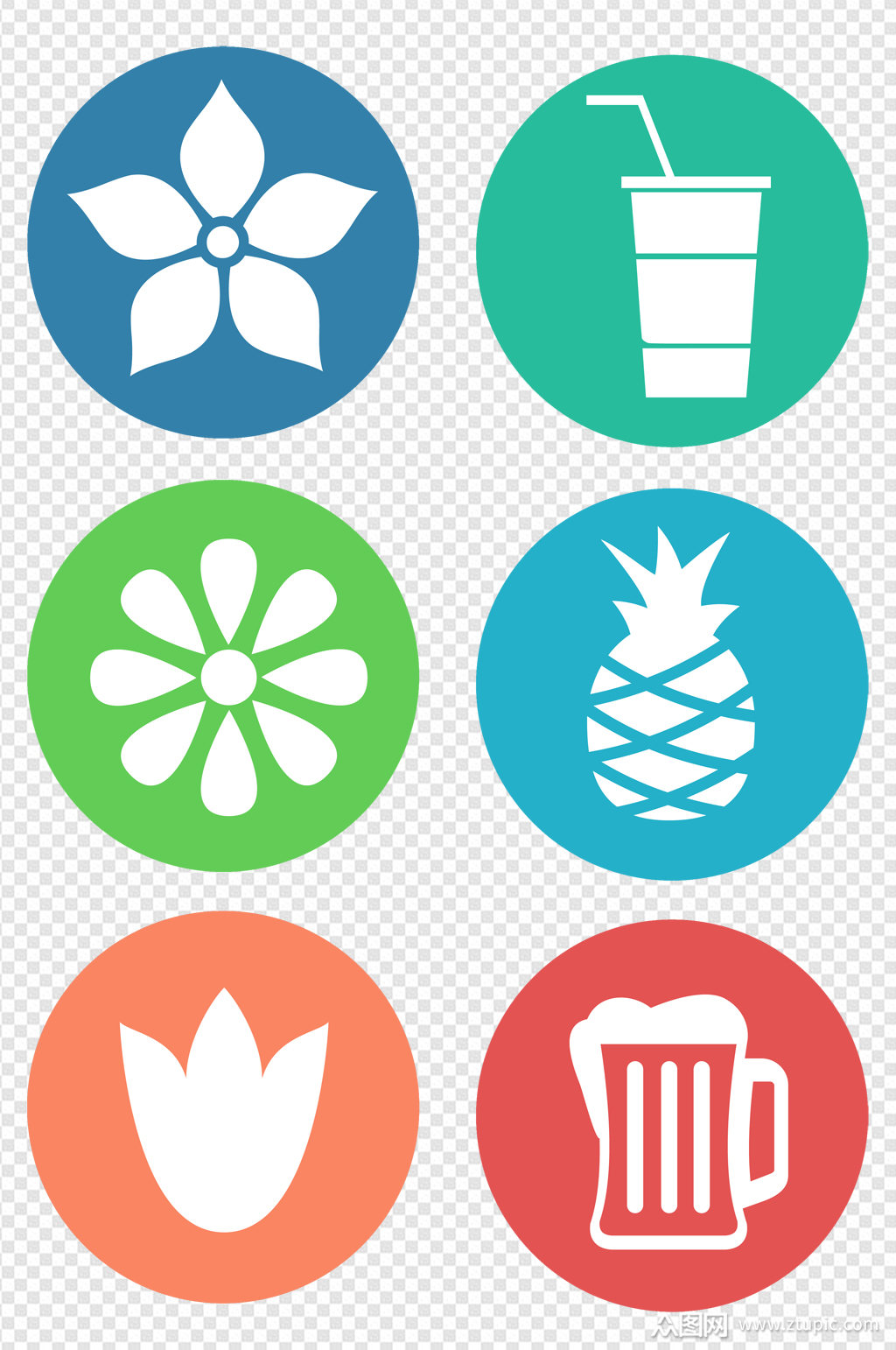 圆形生活水果用品小标识素材素材