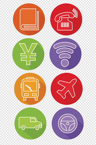 交通工具UI图标标识素材