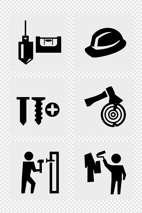 建筑施工工地图标合集素材