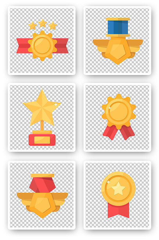 手绘奖牌徽章金腰带素材