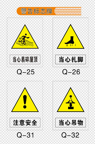 警告标志牌黄色背景图