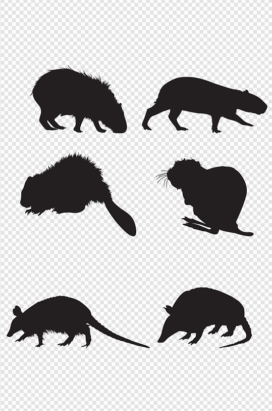 黑色动物剪影轮廓素材