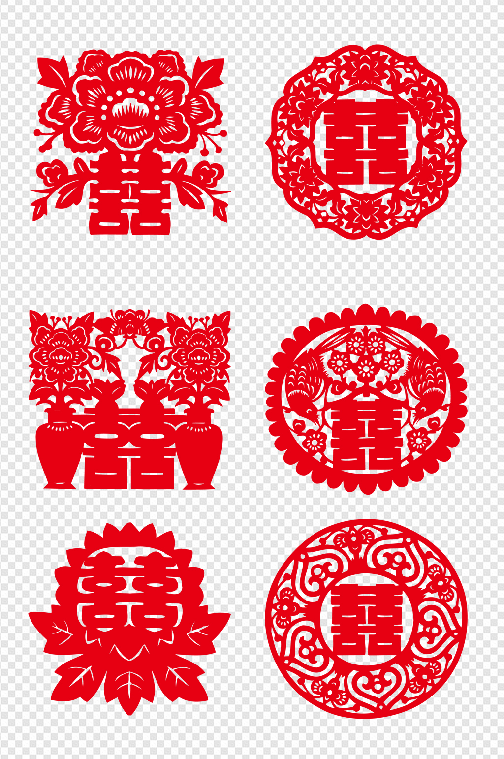 剪纸红色喜庆喜字素材素材