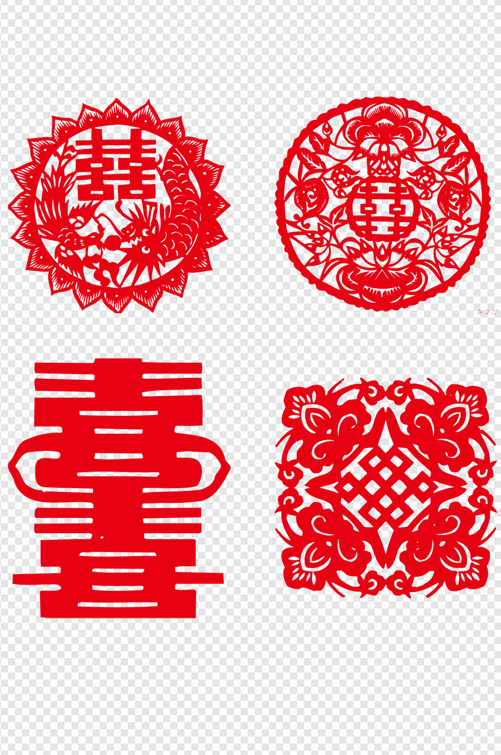 红色结婚喜庆喜字剪纸素材素材