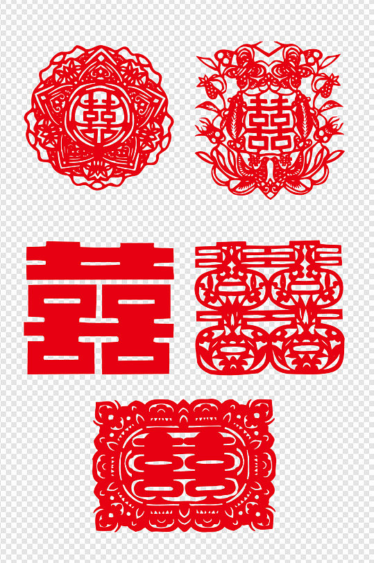 红色喜庆喜字喜双素材-众图网