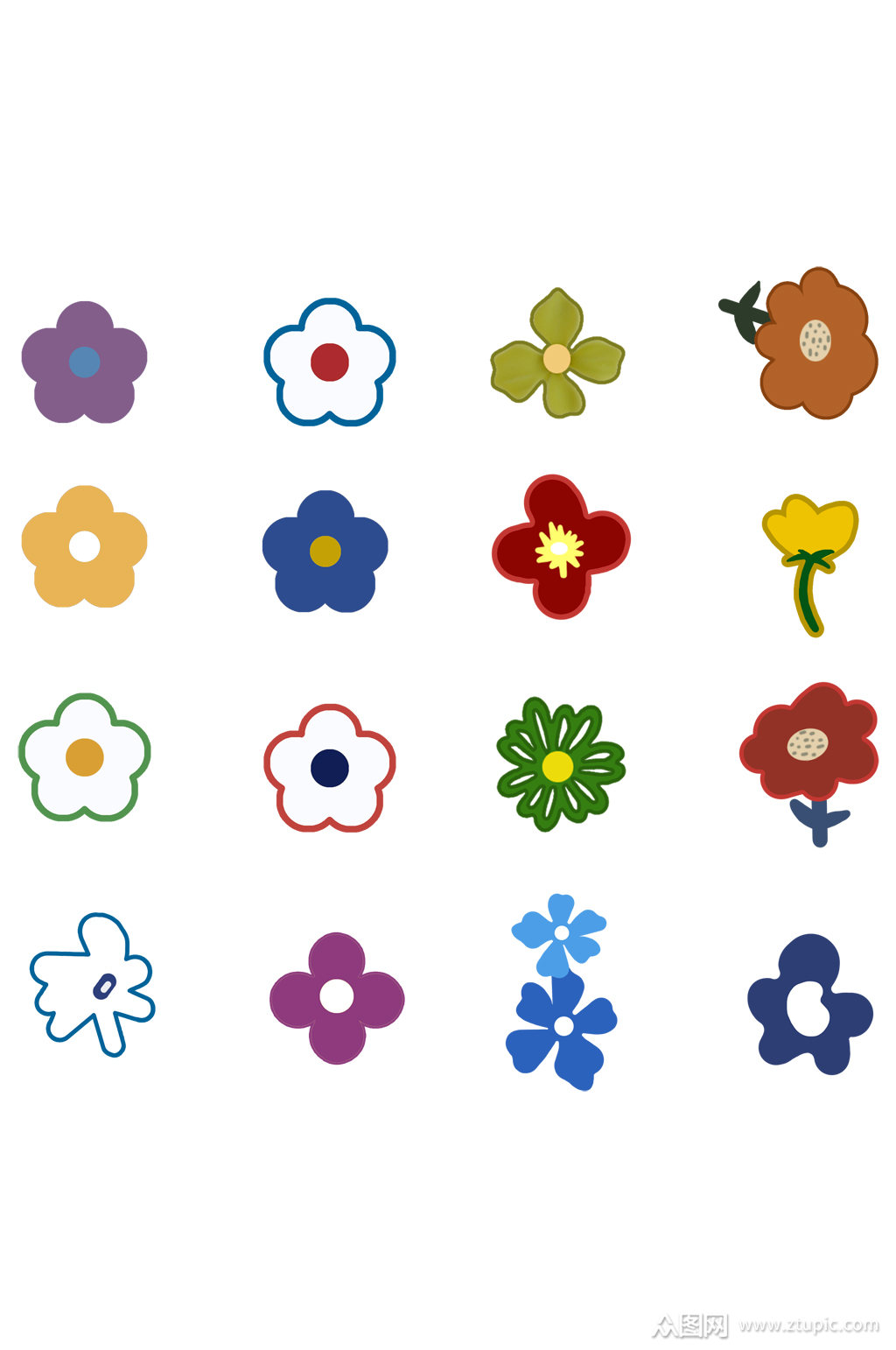 彩色泫雅小花花朵图案免扣元素