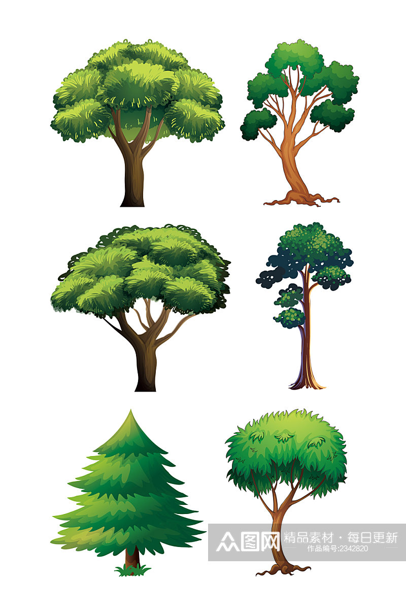 绿色大树树木插画插画素材免扣元素素材