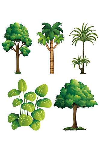 绿色大树树木插画插画素材免扣元素