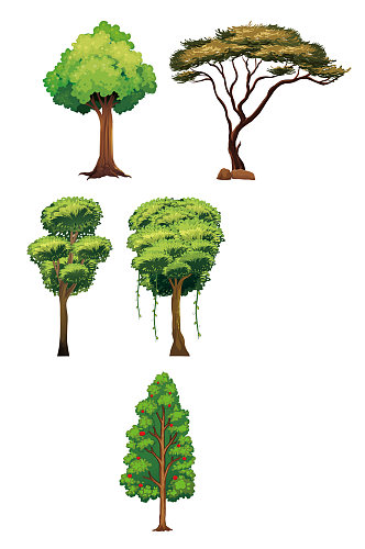 树木大树绿色大树树木插画免扣元素