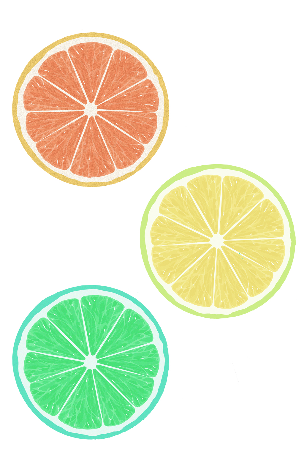 清新甜品水果橙子柠檬柚子绘画装饰免扣元素