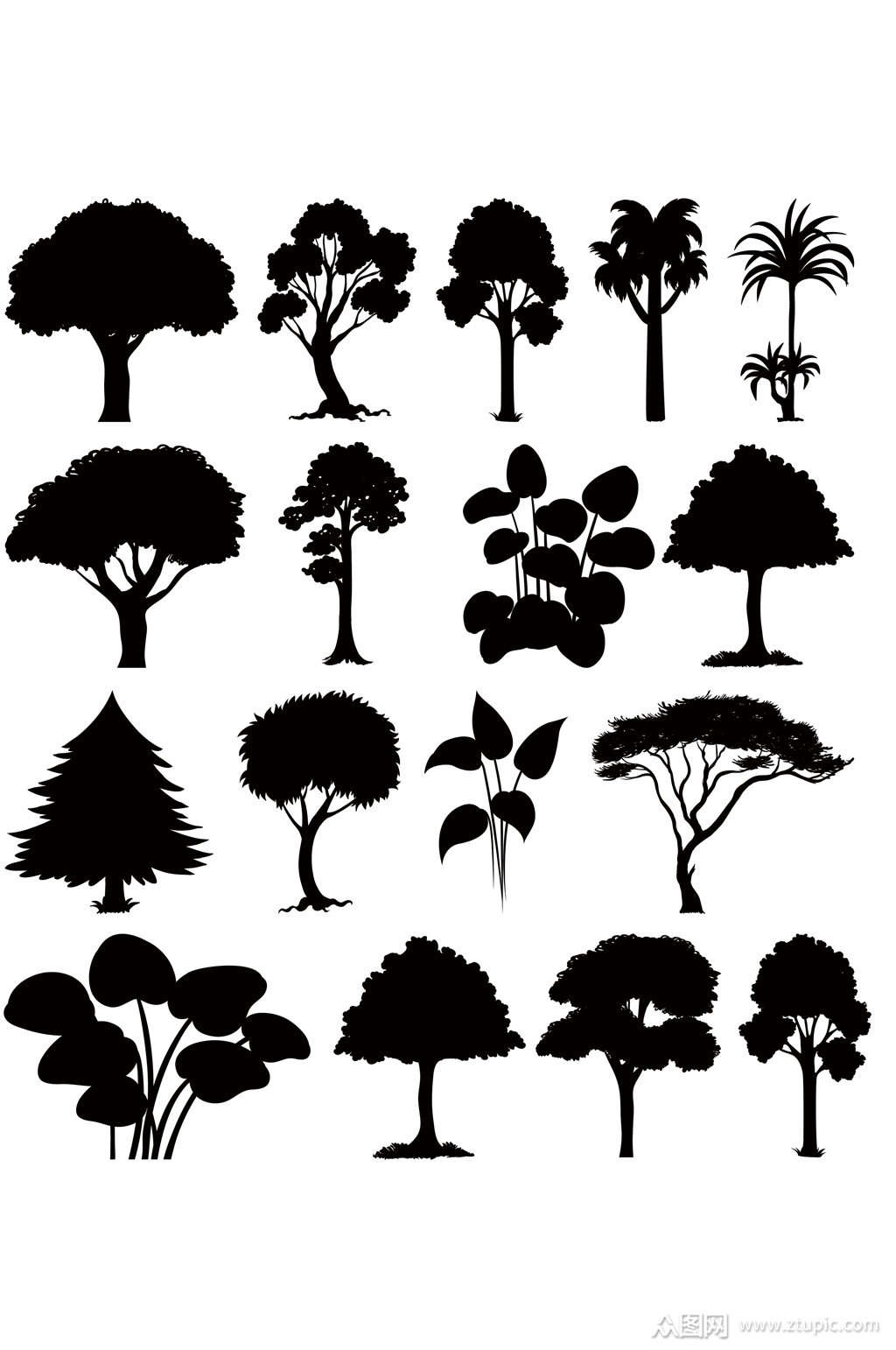 树木插画阴影插画素材免扣元素素材