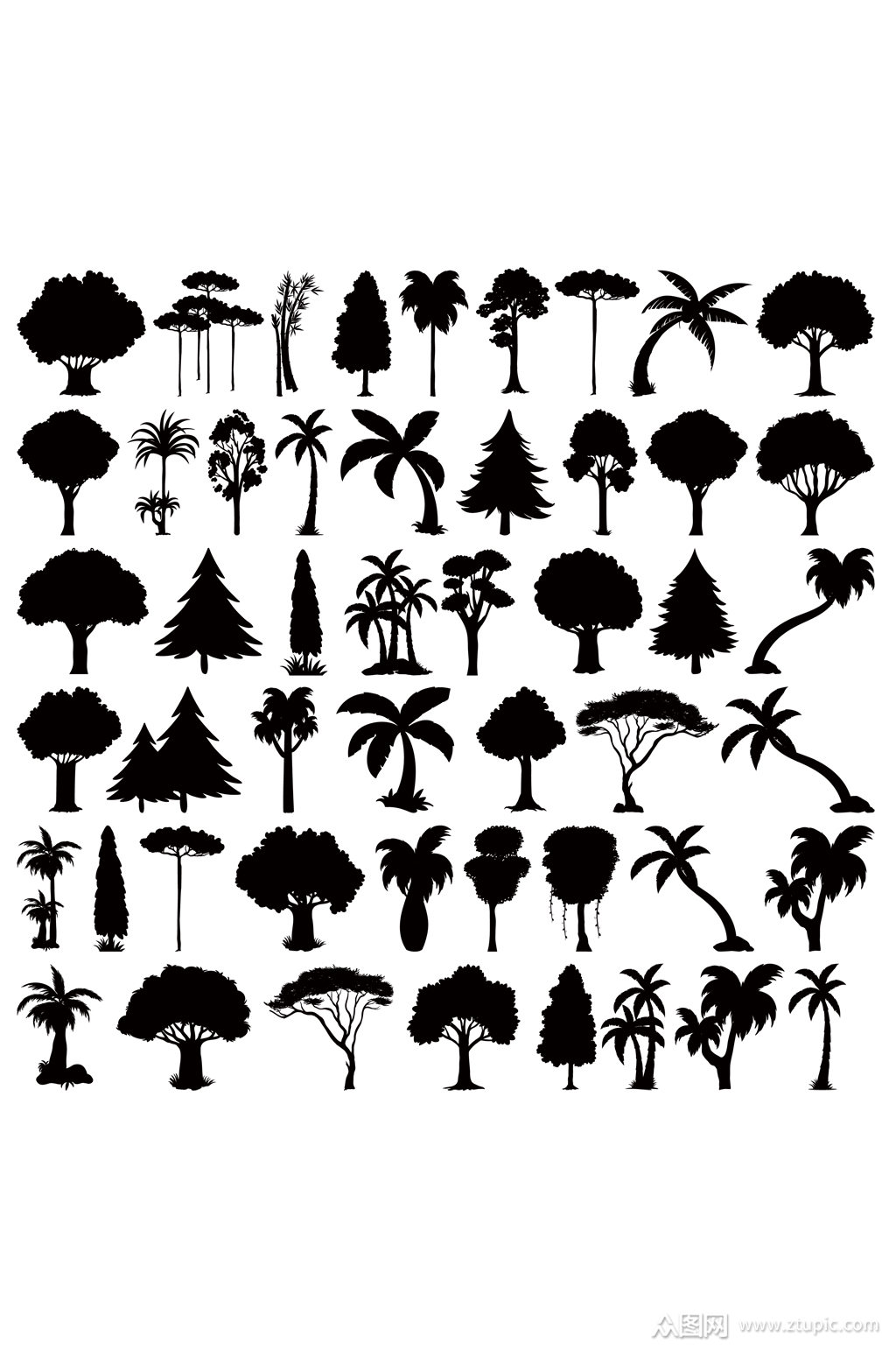 树木插画阴影插画素材免扣元素素材