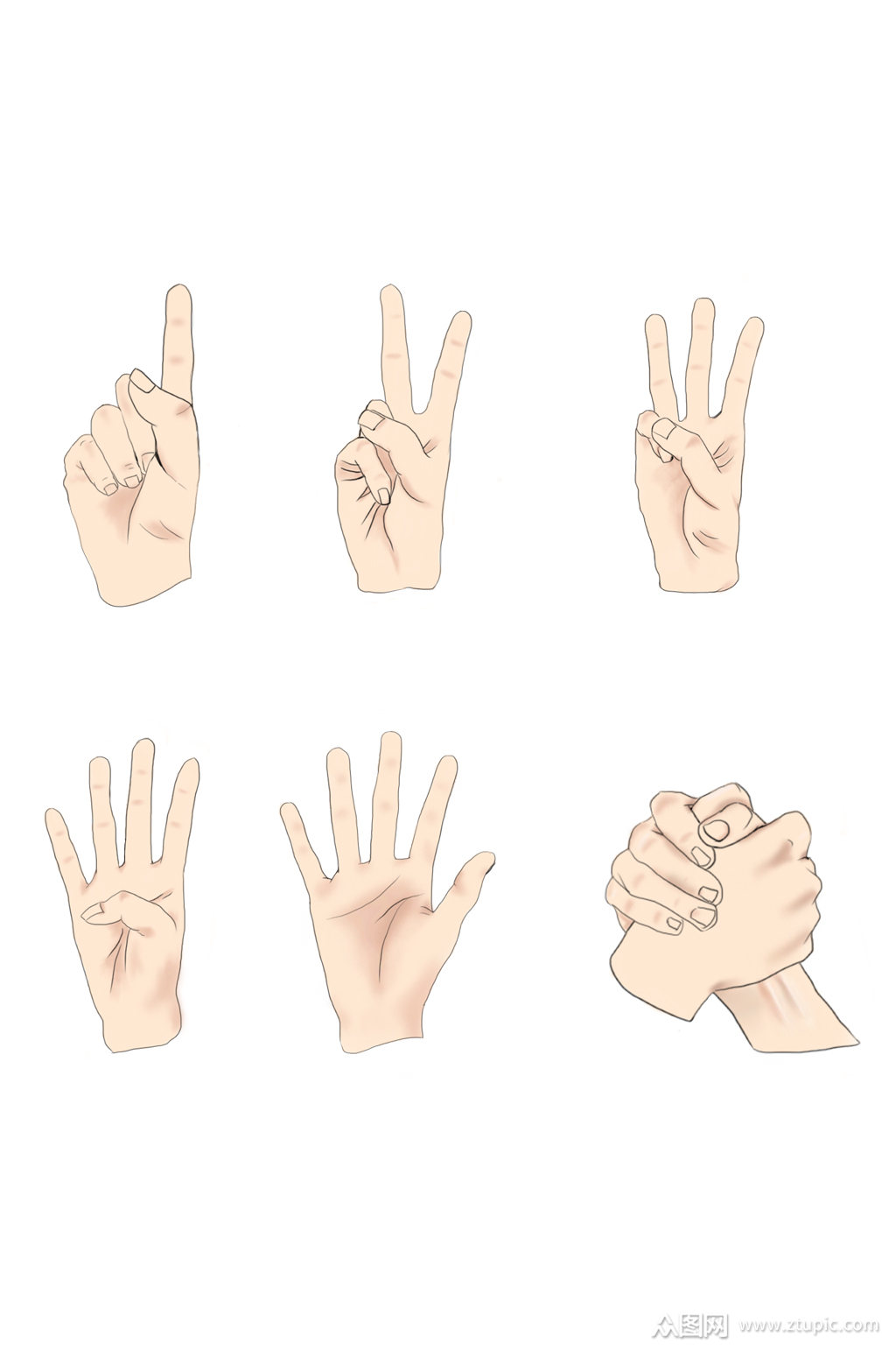 比划各种手势手绘图免扣元素