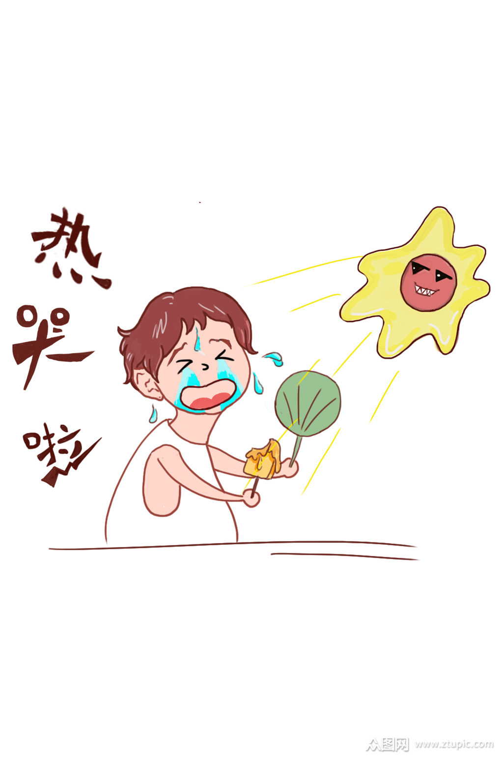 酷暑热哭搞笑表情包免扣元素