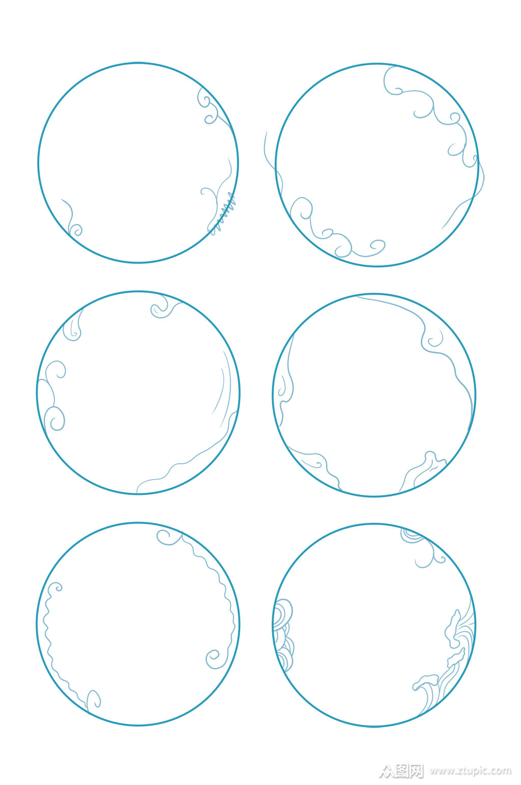 手绘国潮边框圆形标题框免扣元素