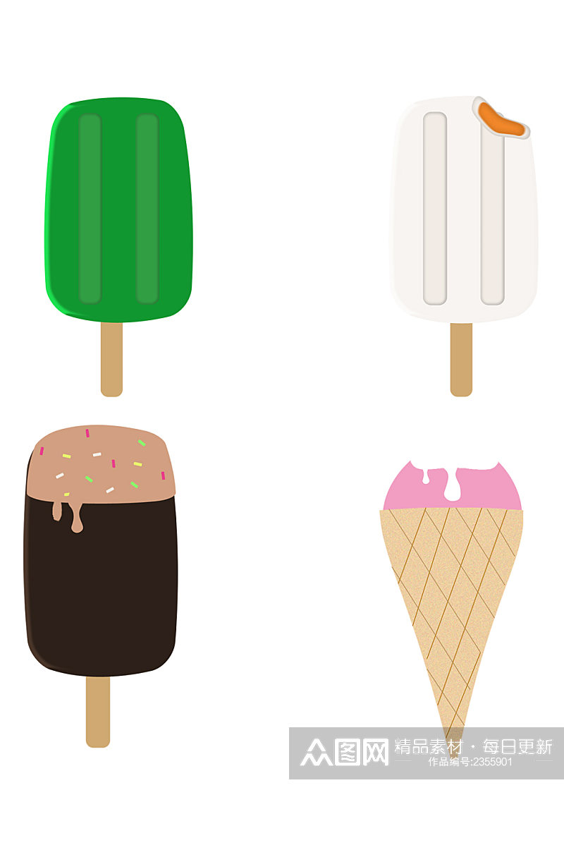 夏日可爱卡通冰淇淋雪糕免扣元素素材