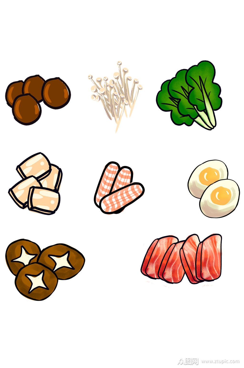 美食素材蔬菜火锅材料国潮卡通免扣元素