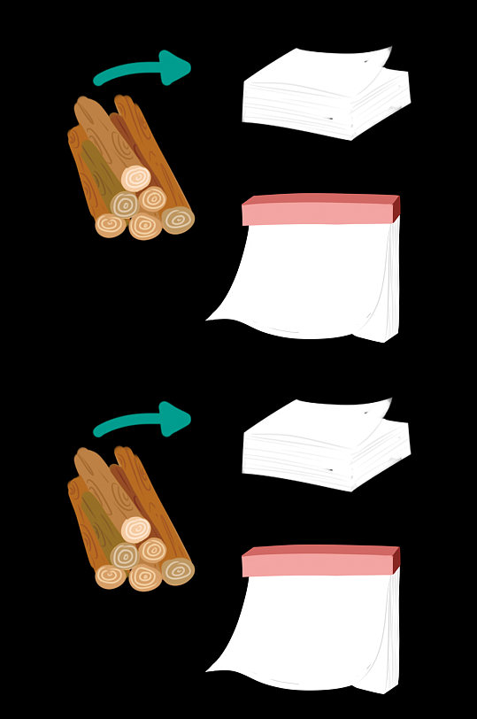 卡通手绘可爱插画树木头造纸白纸免扣元素