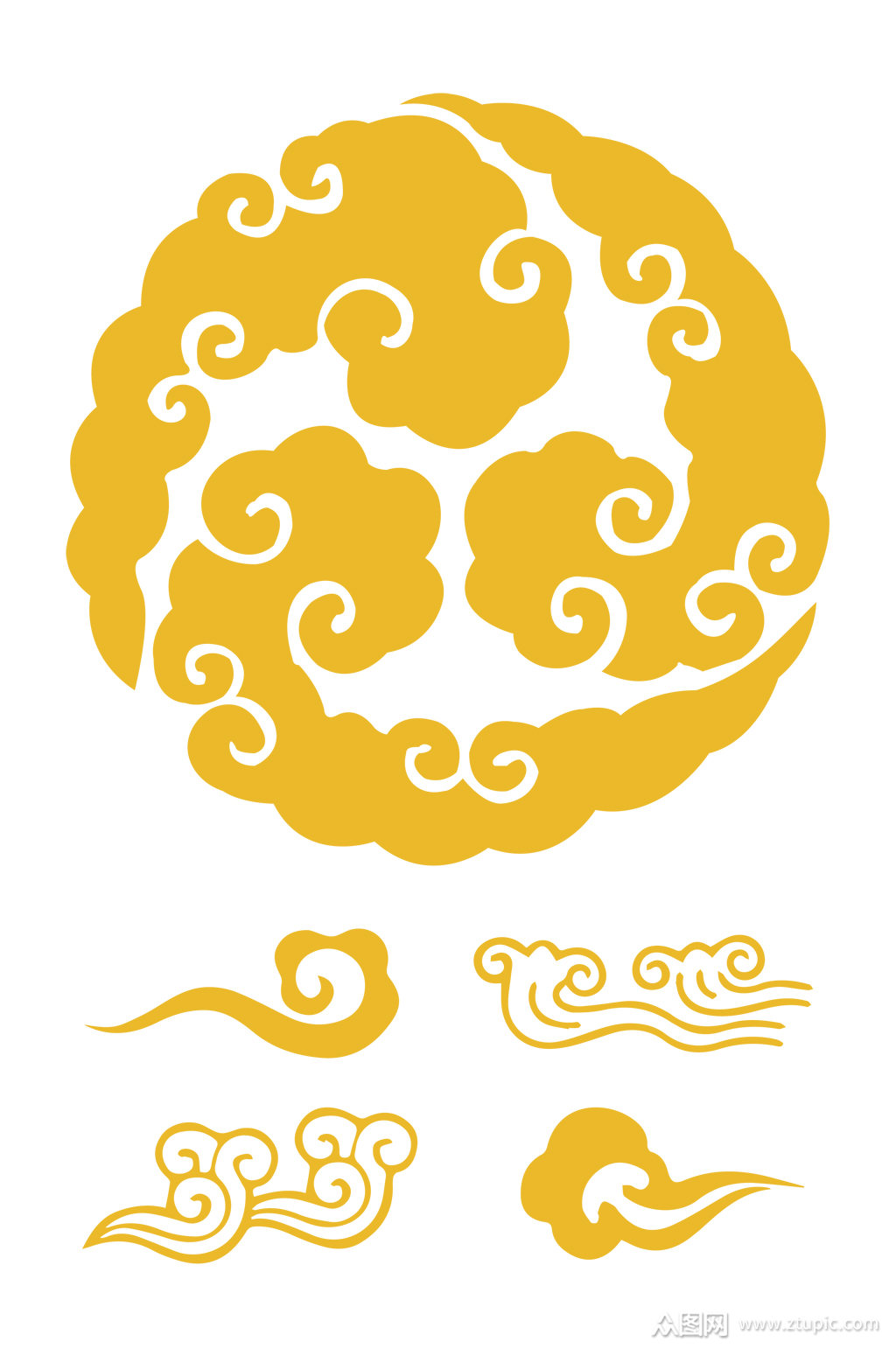 中国风古典祥云中式云纹花纹图案设计素材