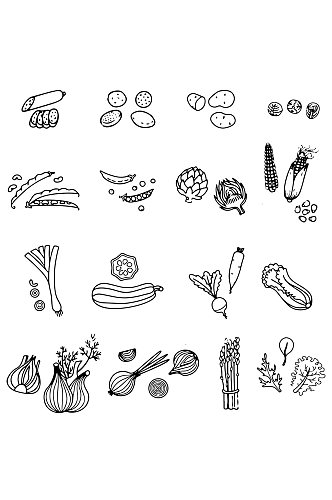 蔬菜图标图案简笔画果园设计元素免扣元素