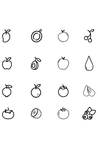 水果图案简笔画果园设计元素线条图免扣元素