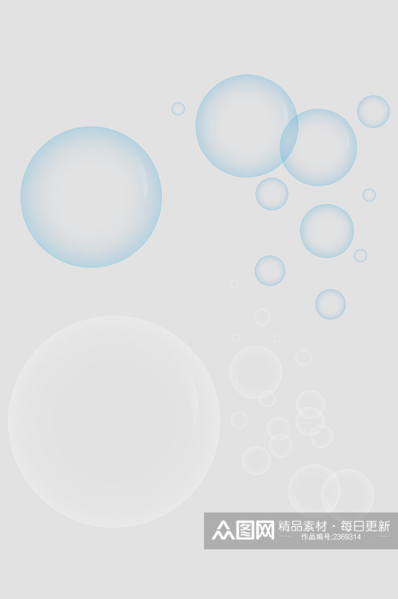 透明泡泡海洋气泡白色蓝色手绘免扣元素素材