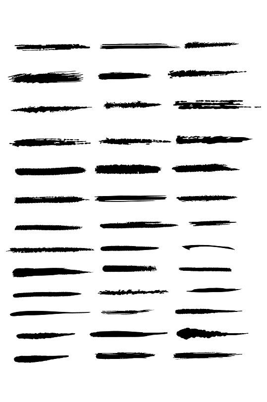 细毛毛笔墨毛笔墨迹笔笔刷水彩笔迹免扣元素